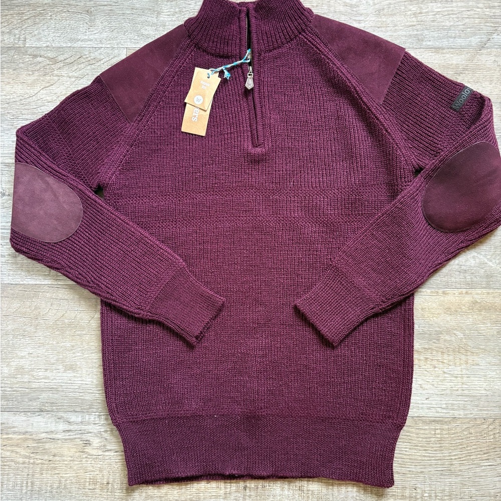 Men's Burgundy Sweater with Elbow Patches